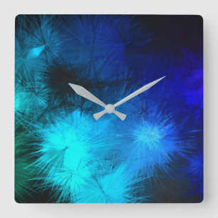 Black Blue Turquoise Green Colour Explosions Square Wall Clock