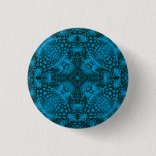 Black & Blue Vintage Blue Fractal Kaleidoscope 3 Cm Round Badge