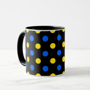 Black Blue Yellow Polka Dots Design Mug