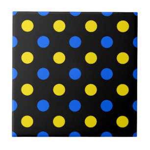 Black Blue Yellow Polka Dots Design Tile