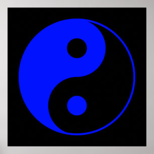 Black & Blue Yin Yang Symbol Poster