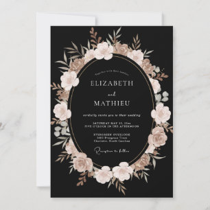 Black Blush Blossom Wedding Invitation