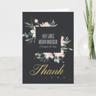 BLACK BLUSH FLORAL WATERCOLOR WEDDING THANK YOU