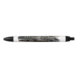 Black Blush Gold Watercolor Splash Calligraphy  Black Ink Pen