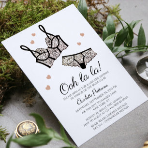 Black Blush Lace Lingerie Bridal Shower Invitation