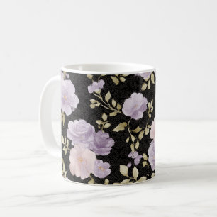 Black Blush Lavender Flowers Coffee Mug