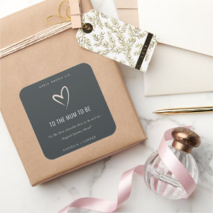 Black Blush Love Heart Mum to be Gift Candle Square Sticker