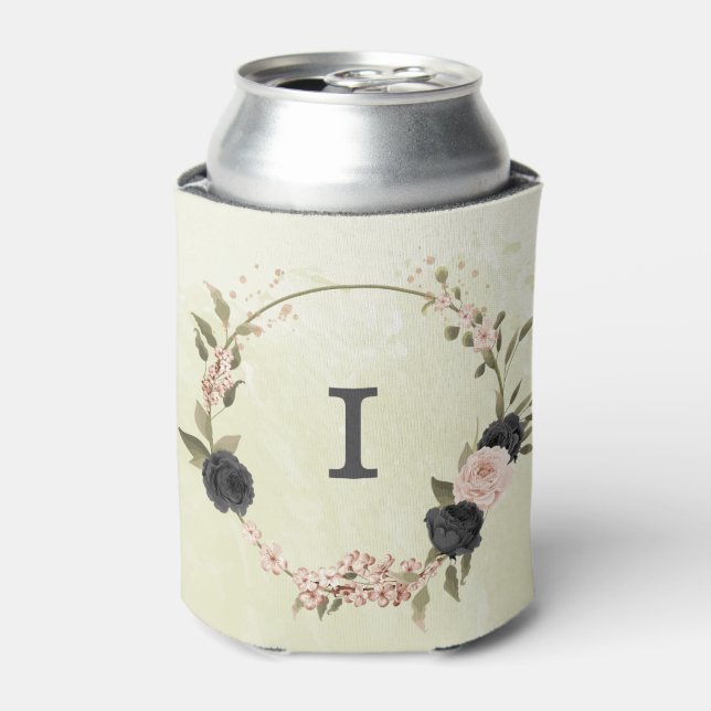 black blush pink flowers  can cooler (Can Front)