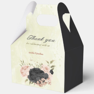 black blush pink flowers  favour box