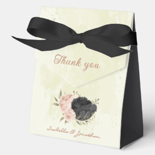 black blush pink flowers  favour box