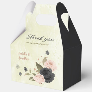 black blush pink flowers favour box