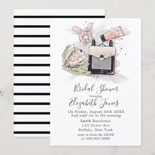 Black Blush Pink French Fashion Bridal Shower Invitation