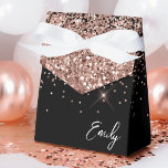 Black Blush Pink Girly Glitter Monogram Name Favour Box<br><div class="desc">Girly Black and Rose Gold - Blush Pink Sparkle Glitter Monogram Name and Initial Paper Party Gift Boxes This makes the perfect sweet 16 birthday,  wedding,  bridal shower,  anniversary,  baby shower or bachelorette party gift for someone that loves glam luxury and chic styles.</div>