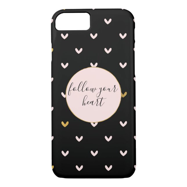 Black Blush Pink Gold Hearts Case-Mate iPhone Case (Back)