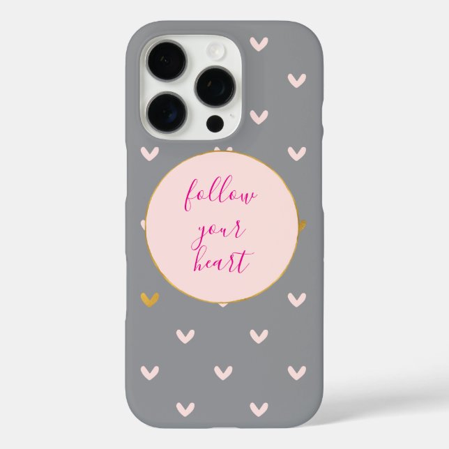 Black Blush Pink Grey Gold Hearts Case-Mate iPhone Case (Back)