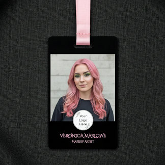 Black Blush Pink Logo Photo Makeup ID Badge