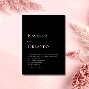 Black & Blush Pink Minimalist Modern Wedding Invitation