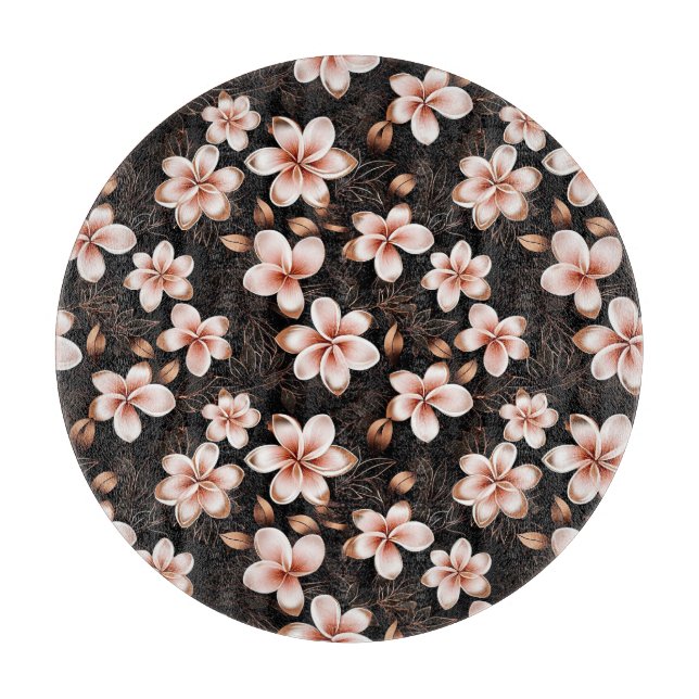 Black Blush Pink Rose Gold Floral Bridal Shower Cutting Board (Front)
