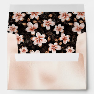 Black Blush Pink Rose Gold Floral Envelope