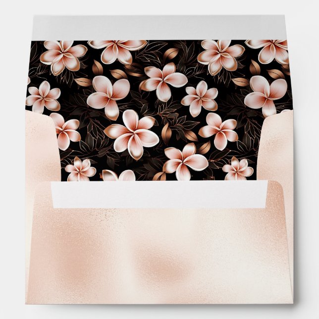 Black Blush Pink Rose Gold Floral Envelope (Back (Bottom))
