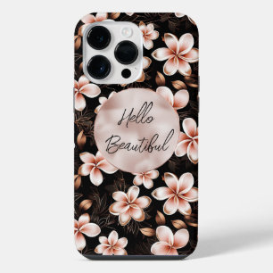 Black Blush Pink Rose Gold Floral iPhone 14 Pro Max Case