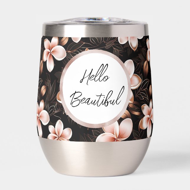 Black Blush Pink Rose Gold Floral Personalised (Front)