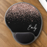 Black Blush Pink Rose Gold Glitter Girly Name Gel Mouse Mat<br><div class="desc">Black and Rose Gold - Blush Pink Sparkle Glitter Monogram Name and Initial Mousepad (Mouse Pad). This makes the perfect sweet 16 birthday,  wedding,  bridal shower,  anniversary,  baby shower or bachelorette party gift for someone that loves glam luxury and chic styles.</div>