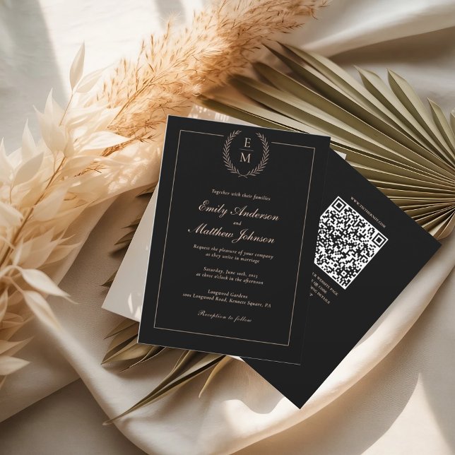 Black Blush Wedding Invitation QR Code (Creator Uploaded)