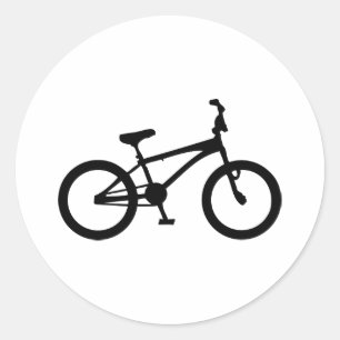 black bmx bicycle classic round sticker