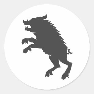 Black Boar mediaeval silhouette Classic Round Sticker
