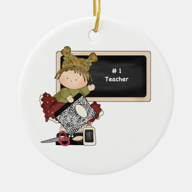 Black Board #1 Teacher Ceramic Tree Decoration (Front)