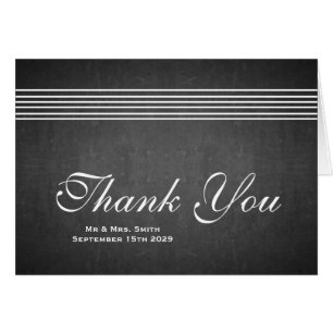 Black Board with Gold Striped Sleek Thank You Card