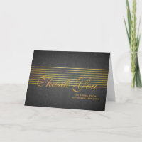 Black Board with Gold Striped Sleek Thank You Card