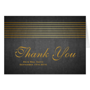 Black Board with Gold Striped Sleek Thank You Card