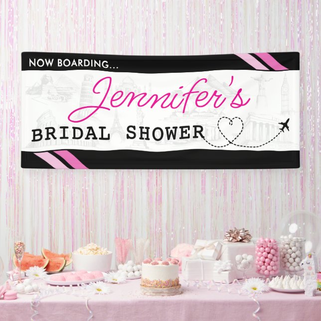 Black Boarding Pass Bridal Shower Banner (Party)
