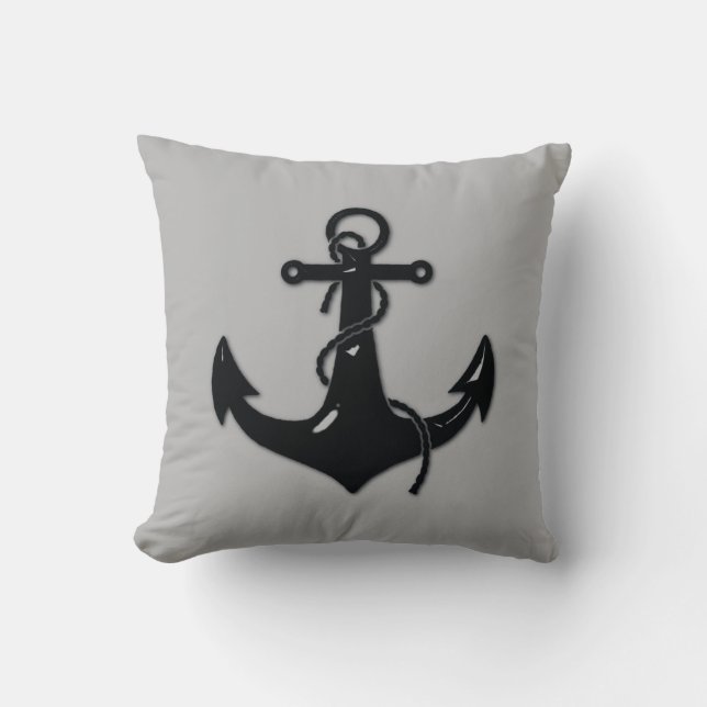 Black Boat Anchor Cushion (Front)