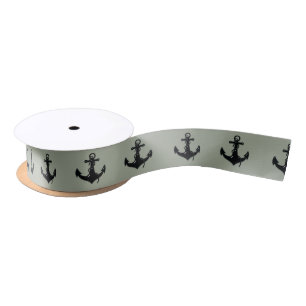 Black Boat Anchor Satin Ribbon