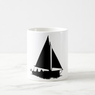 Black Boat Silhouette Coffee Mug