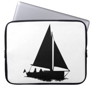 Black Boat Silhouette Laptop Sleeve