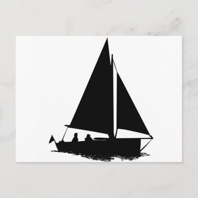 Black Boat Silhouette Postcard (Front)