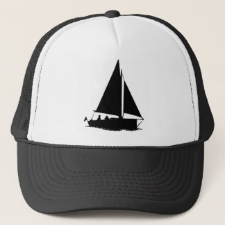 Black Boat Silhouette Trucker Hat