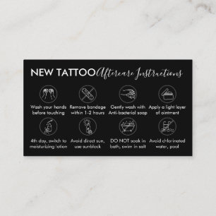 Black Body Art Aftercare Instructions Tattoo Business Card
