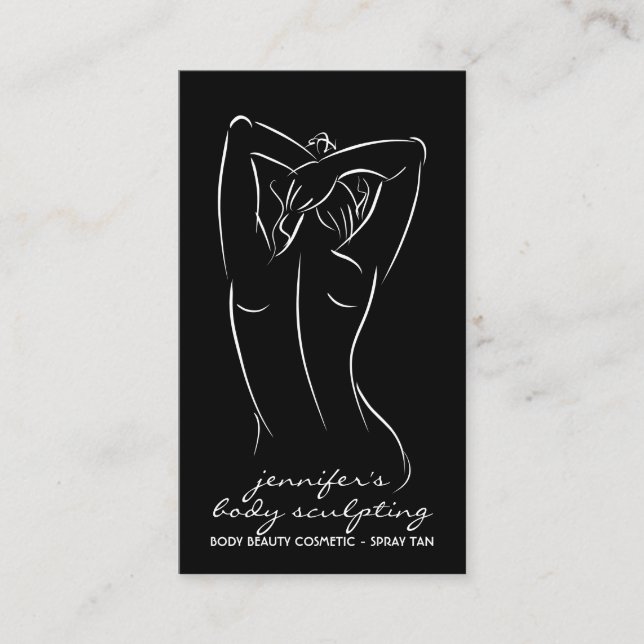 Black Body Sculpting Contouring Massage Business Card (Front)
