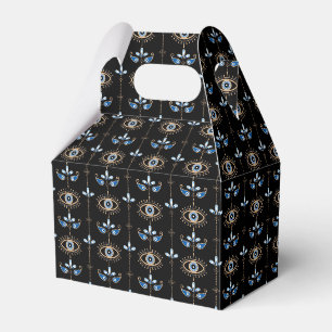 Black bohemian retro evil eye pattern favour box