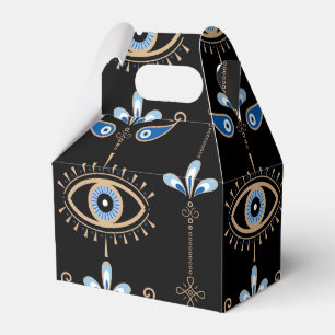 Black bohemian retro evil eye pattern favour box