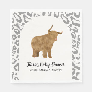 Black Boho Arch Holy Cow Western Baby Shower Napkin
