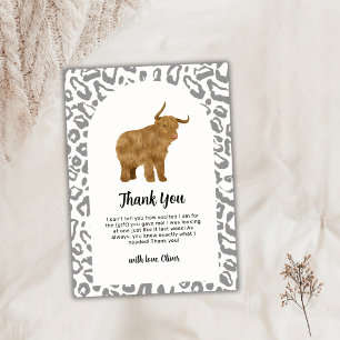 Black Boho Arch Holy Cow Western Baby Shower Thank You Card