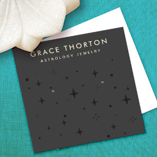 Black Boho Astrology Stars Earring Display Square Business Card