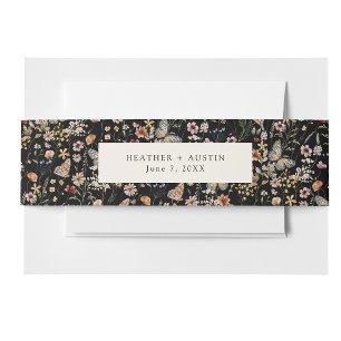 Black Boho Invitation Belly Band
