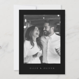 Black Boho Modern Photo Wedding Modern Invitation
